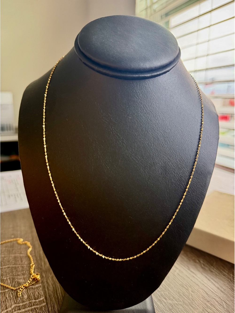 Dainty Bead Chain Necklace, 18K Gold Plated